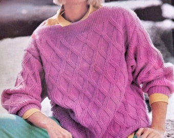 Womens Sweater KNITTING PATTERN/Women Top Vintage Knit Pattern/Instant PDF Download/Pullover Pattern/Easy Knit Pattern