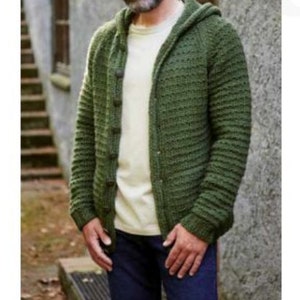 Men's Hooded Jacket Coat KNITTING PATTERN Vintage Chunky Yarn Men's Sweater Pullover Hoody Hoodie Top Men Instant Download image 3