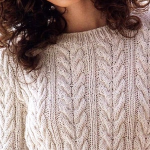 Cable Top KNITTING PATTERN Sweater Women/Worsted Yarn Cable Pullover Vintage Knit Pattern/Instant PDF Download/Cable Sweater Pattern