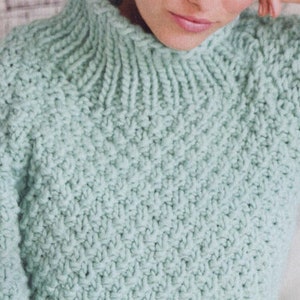 MODELLO LAVORAZIONE A MAGLIA ⨯ Modello maglione a maglia grossa, modello maglione a collo alto ⨯ Modello maglione a maglia facile, modello a maglia per principianti