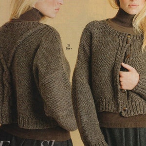 Veste courte épaisse modèle tricot vintage facile pour femmes/fils épais/téléchargement PDF instantané/modèle pull manteau court