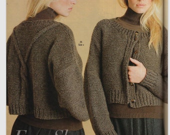 Grobstrick Jacke Strickjacke Strickmuster Easy Women/Garn Vintage Strickmuster/Instant PDF Download/Schnittmuster Strickmuster