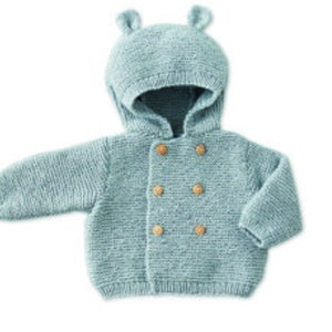 Easy Baby Hooded Jacket Top KNITTING PATTERN - Sport/Fine Yarn - Sizes 0-3-6-12m - Instant PDF Download - Simple Baby Knit
