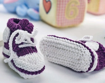 Baby Lace-Up Booties Sneakers KNITTING PATTERN/Instant PDF Download/Nursery Newborn Baby Booties Slippers Socks Shower Gift