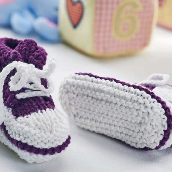 Baby Lace-Up Booties Sneakers KNITTING PATTERN/Instant PDF Download/Nursery Newborn Baby Booties Slippers Socks Shower Gift