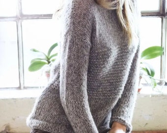 Easy Beginner Top KNIT PATTERN  - Stockinette Garter Stitch Simple Top Sweater Women -- Instant PDF Download