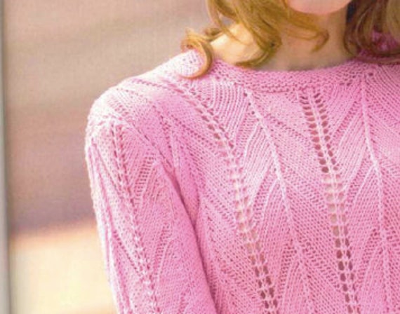 Sweater KNITTING PATTERN Women Cables/Worsted Yarn Cable Pullover Vintage  Knit Pattern/Instant PDF Download/Cable Sweater Pattern