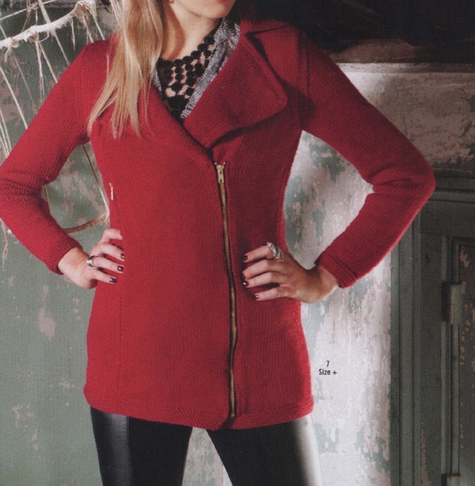 Biker Jacket KNITTING PATTERN Women/red Motorcycling Jacket Etsy