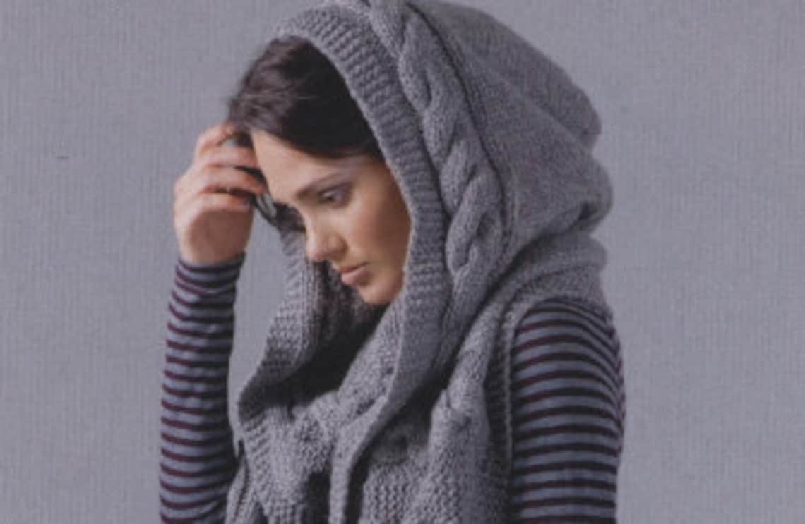 KNITTING PATTERN Hooded Cable Scarf Knitting Pattern Knit - Etsy