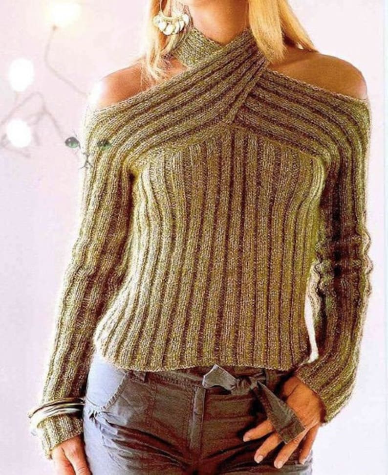 KNITTING PATTERN off Shoulder Sweater Pattern Gold Top Etsy