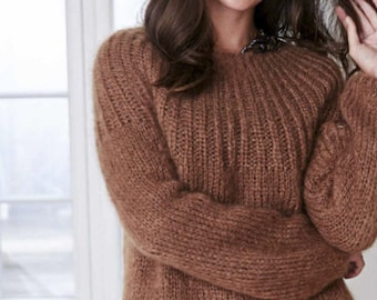 Ribbed Raglan Sweater KNITTING PATTERN/ Instant PDF Download/Featherlight Mohair Yarn Raglan Pullover Pattern/Vintage Pattern