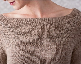 Boatneck Sweater KNITTING PATTERN Women/medium Worsted Yarn Boatneck Sweater KNITTING PATTERN Women/medium Worsted Yarn