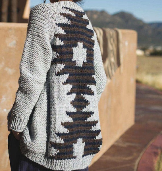 Aztec Southwestern Coat Jacket Women KNITTING Pattern/instant PDF  Download/womens Top Chunky Sweater Pattern Easy 