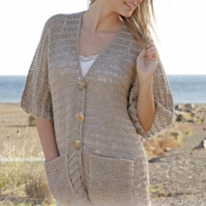 Light Jacket CROCHET PATTERN Easy Women Dk Yarn/Instant PDF Download/Crochet Coat Cardigan Sweater Pullover Vintage Pattern