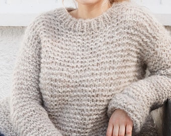 Easy Beginner Sweater Top KNIT PATTERN  - Garter Stitch Simple Top Sweater Women -- Instant PDF Download