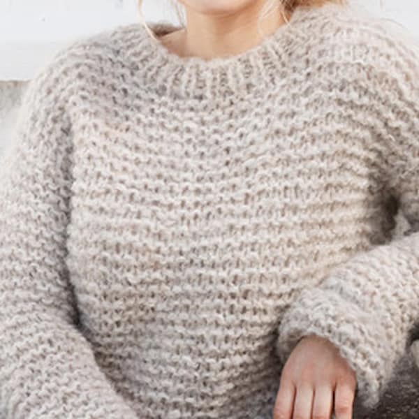 Easy Beginner Sweater Top KNIT PATTERN  - Garter Stitch Simple Top Sweater Women -- Instant PDF Download