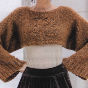 Crop Top KNITTING PATTERN Sweater Shrug Easy Women/Vintage Knit Pattern/Instant PDF Download/Womens Top Chunky Sweater Pattern Beginner