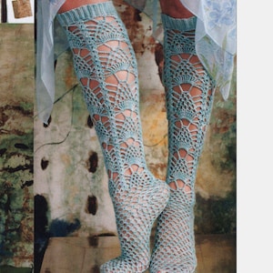 Lace Socks CROCHET PATTERN/Superfine Yarn- Instant PDF Download/Vintage Crochet Knee Socks Pattern