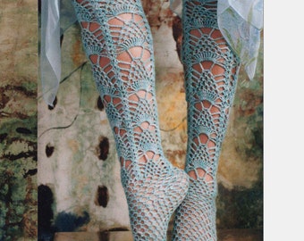 Knee Socks CROCHET PATTERN Lace/Superfine Yarn- Instant PDF Download/Vintage Crochet Knee Socks Pattern