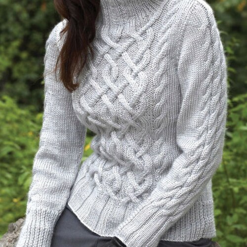 KNITTING PATTERN Cable V Neck Sweater Women/aran Cable - Etsy