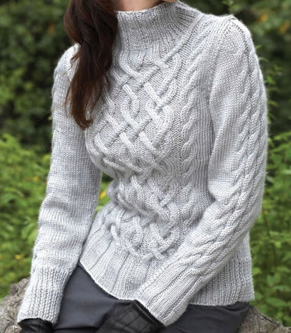 KNIT PATTERN Cable Sweater Polo Neck Women/fisherman Pullover Knitting  Pattern/instant PDF Download/womens Top Cable Sweater Pattern -   Australia