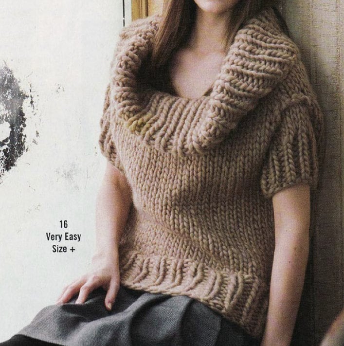 Easy Knit Pattern Chunky Top Sweater chunky Cowl Neck Reversible Pullover Pattern instant PDF Download womens Top Beginner Etsy