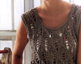 Top de colete de renda com padrão de tricô feminino/download instantâneo de PDF/fio super grosso – padrão vintage