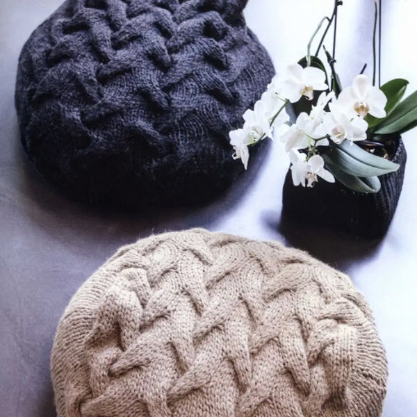Knitted Cable Pouf Pattern Poof KNITTING PATTERN Ottoman Footstool Home Decor Pillow Bean Bag, Pouffe, Floor Cushion/Instant PDF Download