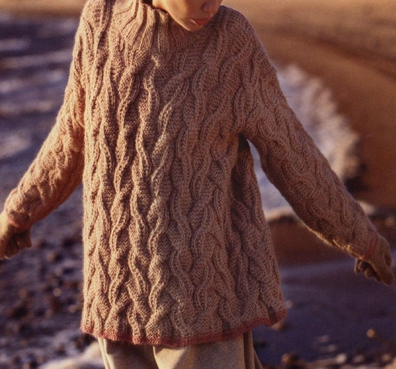 Aran Sweater KNITTING PATTERN Women/fisherman Pullover Knit