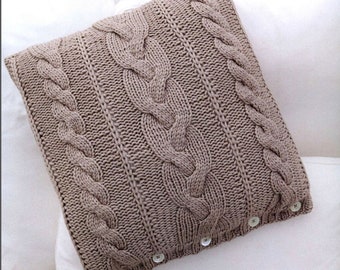 Housse de coussin MOTIF TRICOTÉ Décoration d'intérieur Coussin d'oreiller torsadé Aran/Téléchargement PDF instantané