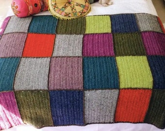 Copriletto afgano patchwork super facile CROCHET PATTERN - Download istantaneo del PDF - Modello di tiro colorato vintage - Copriletto coperta all'uncinetto