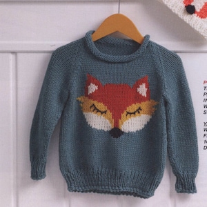 KNITTING PATTERN Fox Top Kids/Children Sweater/Instant PDF Download/Kids Jumper Pullover Pattern/Easy Knit Pattern