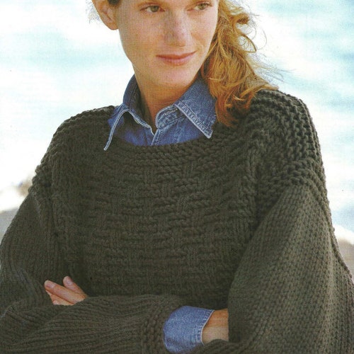 Beginner Easy Cable Sweater KNIT PATTERN Women/chunky Yarn - Etsy