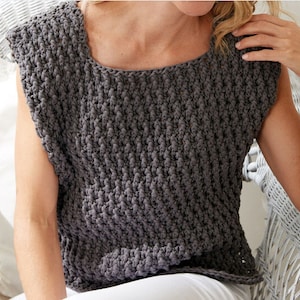 Super Easy Summer Tee HÄKELANLEITUNG Sommer Weste Tank Top Frauen/Grobes Garn/Vintage Muster/Instant PDF Download/Tank Top Muster Anfänger