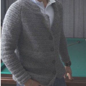 Men&#39;s Jacket CROCHET PATTERN -- Bulky Yarn -- Simple Beginner Men&#39;s Jacket Coat Sweater Pullover -- Instant Download