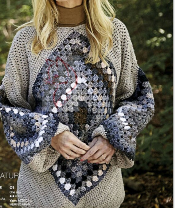 Top Sweater CROCHET PATTERN Women Granny Square/aran Medium Yarn Vintage Crochet Pattern/instant PDF Download/crochet Pullover Pattern - Etsy Top Sweater CROCHET PATTERN Women Granny Square/aran Medium Yarn Vintage Crochet Pattern/instant PDF Download/crochet Pullover Pattern - Etsy