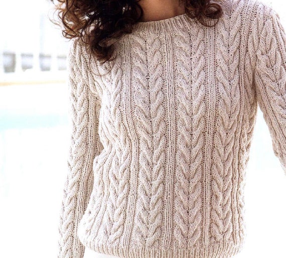 Sweater KNITTING PATTERN Women Cables/worsted Yarn Cable Pullover Vintage  Knit Pattern/instant PDF Download/cable Sweater Pattern -  Israel