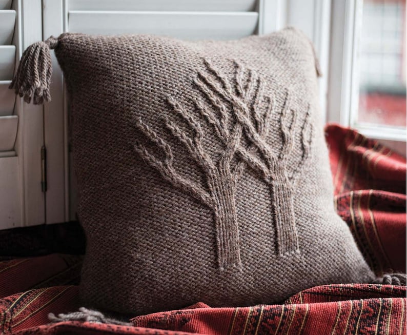 PDF KNITTING PATTERN Cushion Tree of Life Pillow Cover/Aran Yarn/Home Decor Pillow Cushion How To Tutorial/Instant Download image 2
