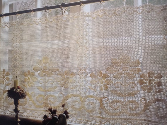 Filet Crochet Cafe Curtains Inspired by Mary Card Designs – Long Thread  Media