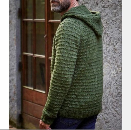 KNITTING PATTERN Hot Toddy Hoodie, Mens Knit Hoodie, Unisex Knit