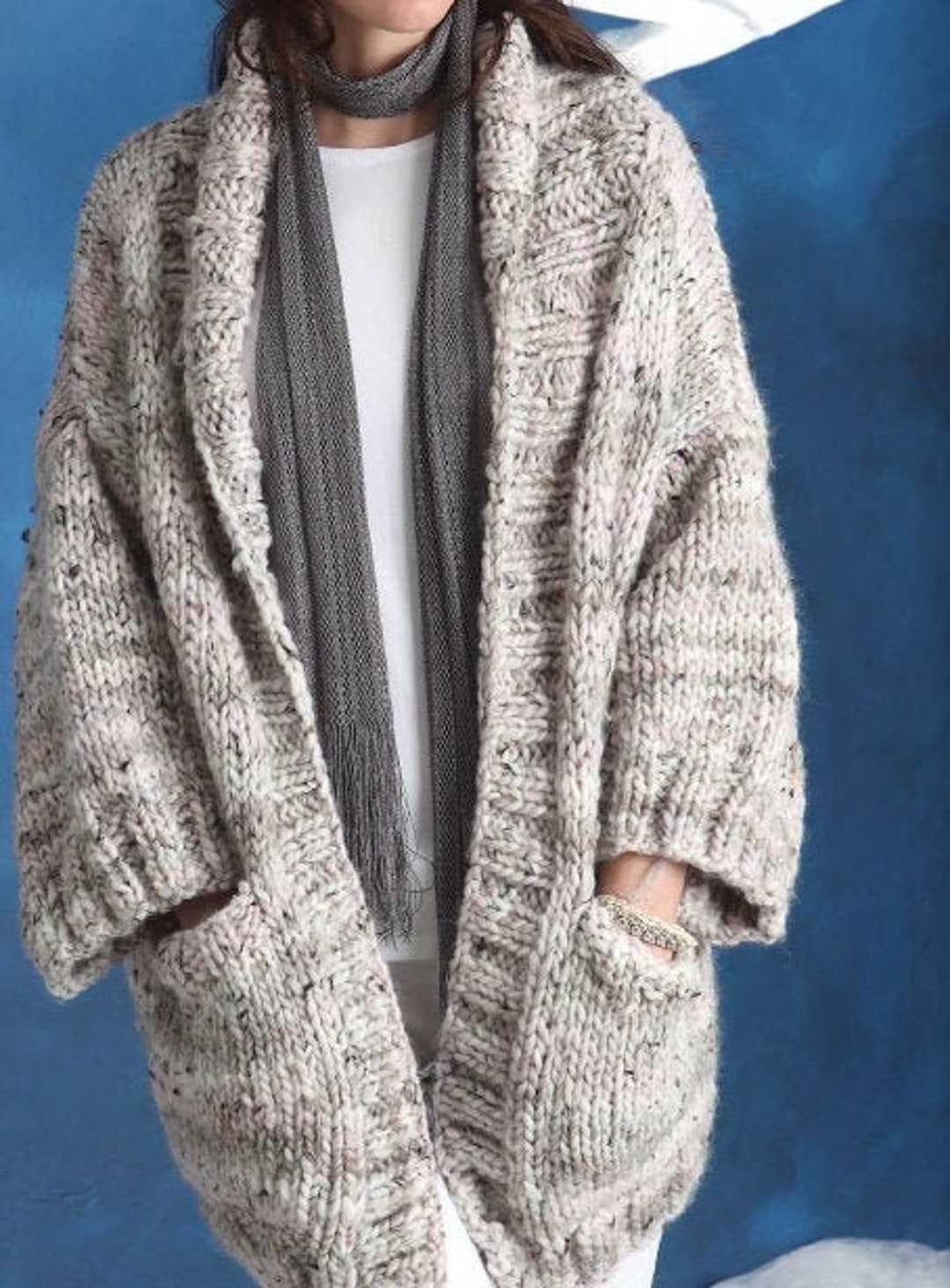 PDF KNITTING PATTERN Chunky Coat Easy/jacket Cardigan Knit Pattern ...