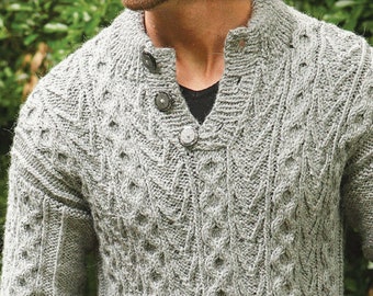 Men's Sweater KNITTING PATTERN Cable Aran/Chunky Yarn Men's Fisherman Cable Pullover -- Instant PDF Download/Vintage Pattern Men
