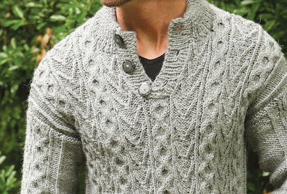 STRICKANLEITUNG Herren Pullover Zopfmuster Aran/Chunky Yarn Herren Pullover  mit Zopfmuster -- Sofortiger PDF Download/Vintage Muster Männer
