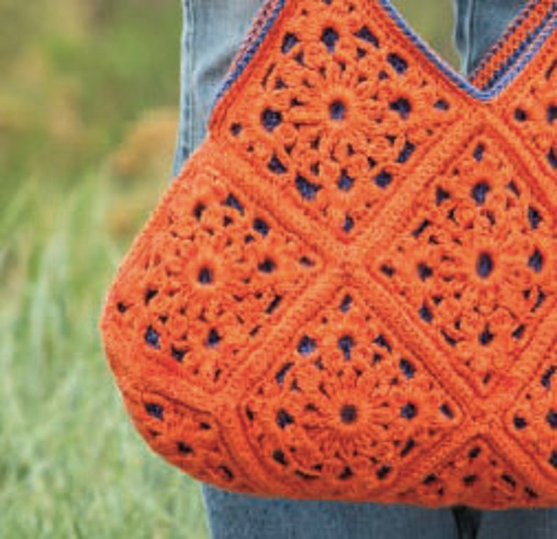 Crochet Handbag Purse PATTERN Boho Purse Bag pattern Instant PDF Download Vintage Crochet Bag Pattern Tote Summer Beach Bag image 3