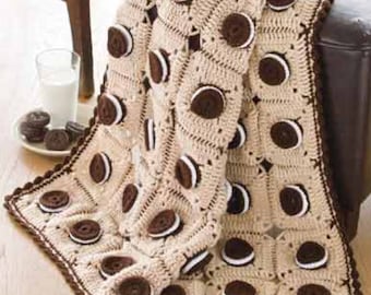 Oreo Blanket CROCHET PATTERN Cookie Throw Afghan/Worsted Yarn/Instant Download/Vintage Blanket Pattern/Afghan Floral Bedspread