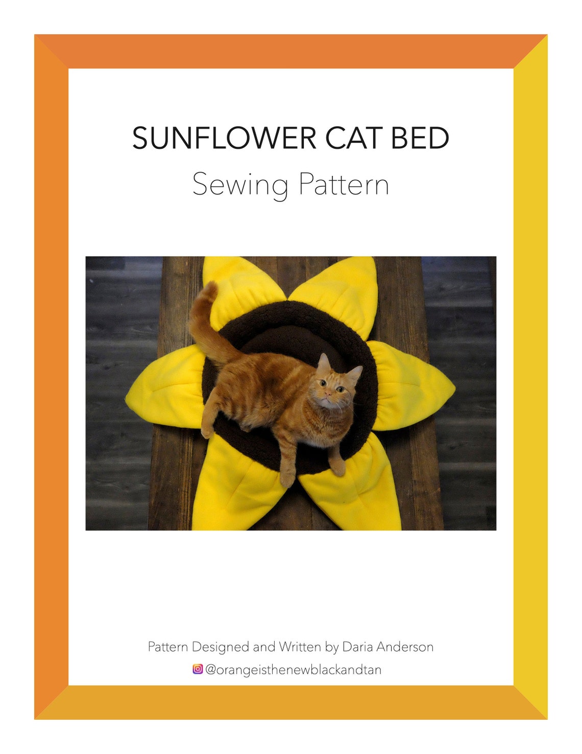Sunflower Cat Bed Sewing Pattern Designed for Phineas the Etsy