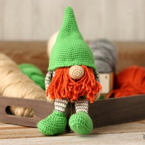 Crochet Gnome Pattern Gnome Amigurumi Crochet Gnome Crochet Leprechaun Gnome Spring Gnome Saint Patrick's Day Gnome Pattern image 1