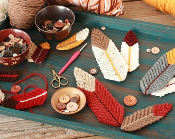 Ridged Crochet Feathers in Four Sizes | Crochet Feather Pattern | Feather Embellishment | Feather PDF Pattern | Crochet Feather | Feathers