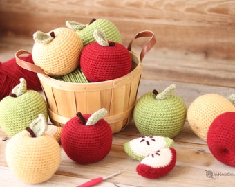 Crochet Apple PDF Pattern | Crochet Apple Slices PDF Pattern | Crochet Toy Apple PDF Pattern | Amigurumi Apple Pattern | Apple Play Food