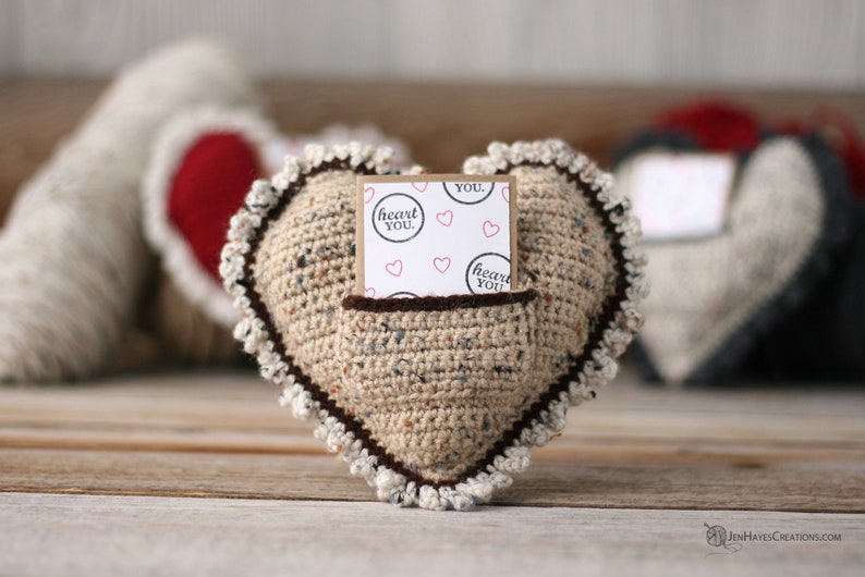 Crochet Heart Pillow Crochet Valentine's Day Pattern Crochet Heart Pattern Valentines Day Pillow Pattern Pillow with Pocket Heart image 7